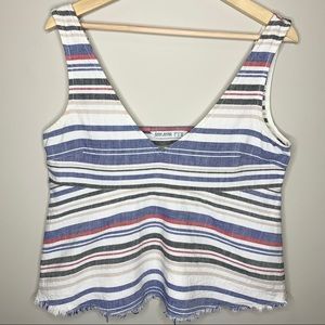 ZARA BASIC DENIM COUTURE Striped V-Neck Crop Tank